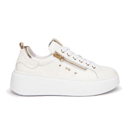 SNEAKERS NEROGIARDINI DONNA PELLE BIANCO PLATFORM 5CM E306541D/707