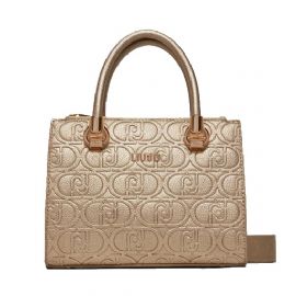 BORSA LIU JO DONNA A MANO CON LOGO EFFETTO BOTTOLATO GOLD 30X15X21CM AA4155 E0003 00529