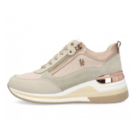 SNEAKERS KEYS DONNA BEIGE CON INSERTI LAMINATI K-9021 K8323