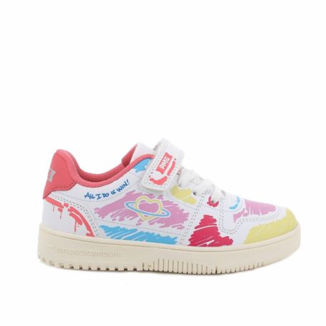 SNEAKERS PRIMIGI BAMBINA  NA.PU ST.TRATTO BCO-ROSA-GIALLO 5957200