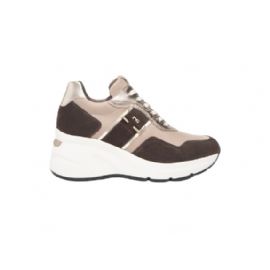 SNEAKERS CON ZEPPA NEROGIARDINI DONNA VELOUR CASTAGNO SAVANA MARMO ETOILE LEO T.BRILL PLATINO I411496D/305