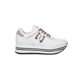 SNEAKERS NEROGIARDINI DONNA SKIPPER BIANCO T.BRILL PLATINO PU.BETA  BIANCO I411560D/707