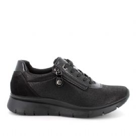 SNEAKERS ENVAL SOFT DONNA NERO LAMINATO LACCI+ZIP 6775000