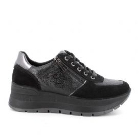 SNEAKERS CON ZEPPA IGI&CO DONNA NERO/LAMINATO IN PELLE 6675200