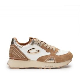 SNEAKERS GUARDIANI DONNA WEN 4348 LOW W SUEDE CAMEL/ TRUMB. LEATH. OFF WHITE AGW434800